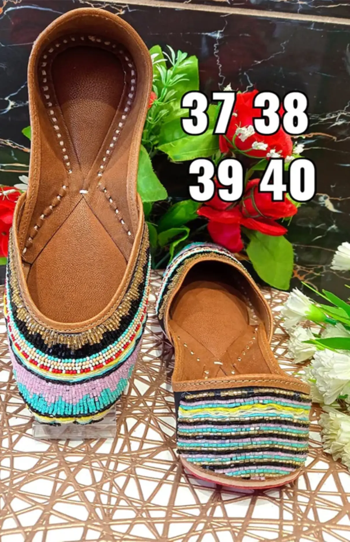 Multi-Colored Embellished Ethnic Mojaris Flats