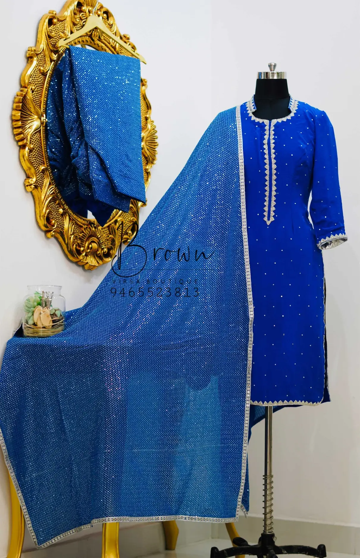 Royal Blue Silver Work Salwar Suit With Dupatta