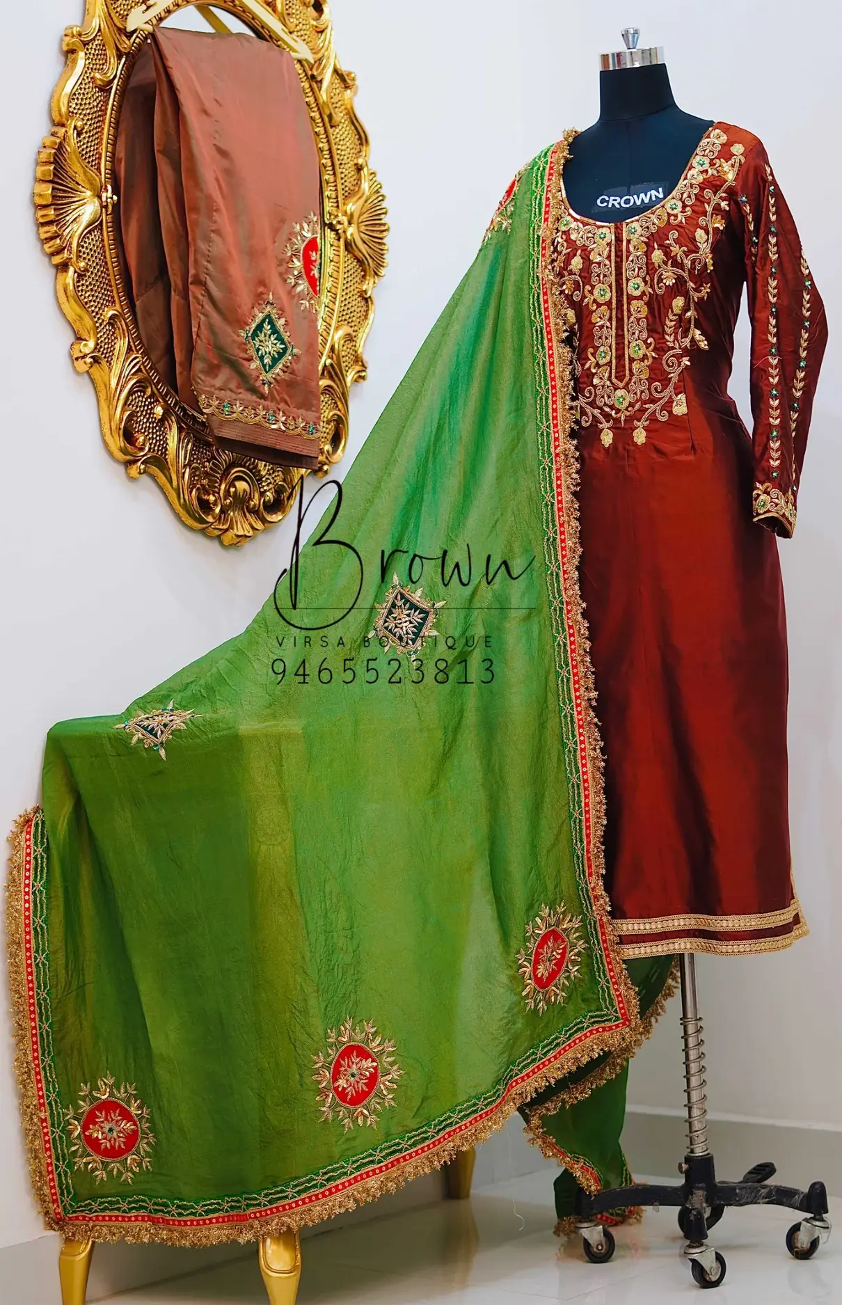 Two-Toned 3D Silk Suit With Patch Embroidery Dupatta