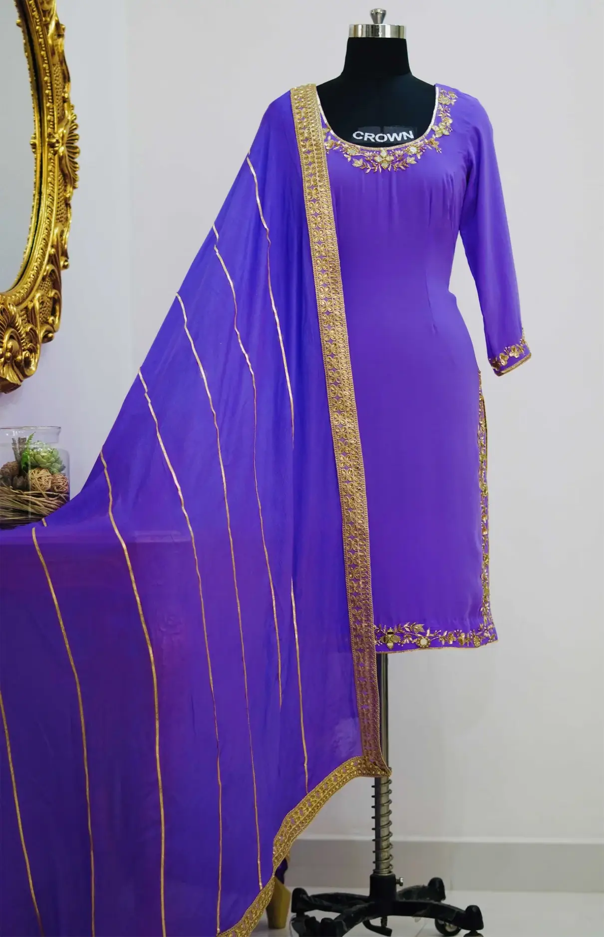 Handwork Purple Salwar Suit And Dupatta