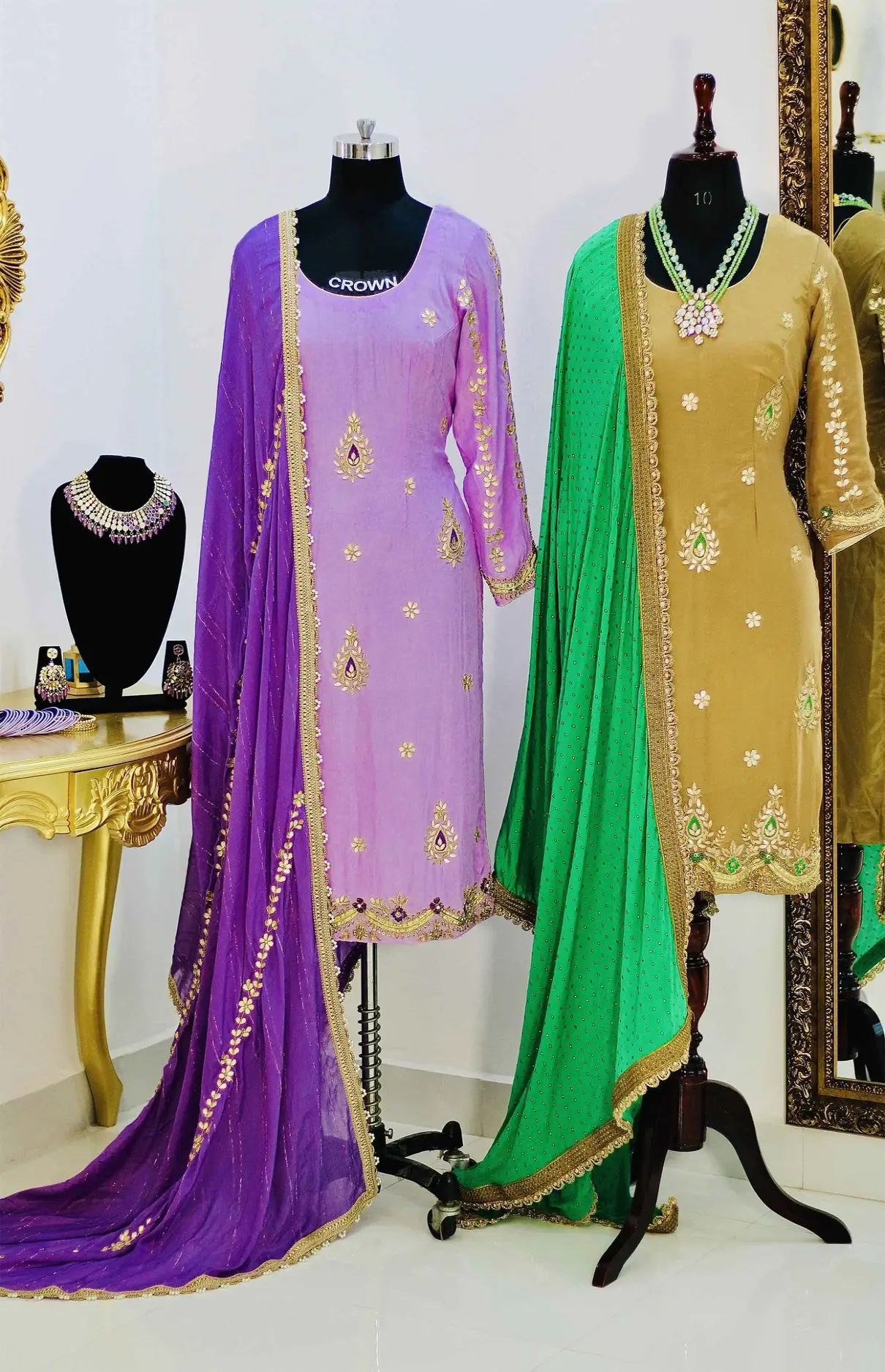 Crepe Punjabi Suits In Two Different Color Combination