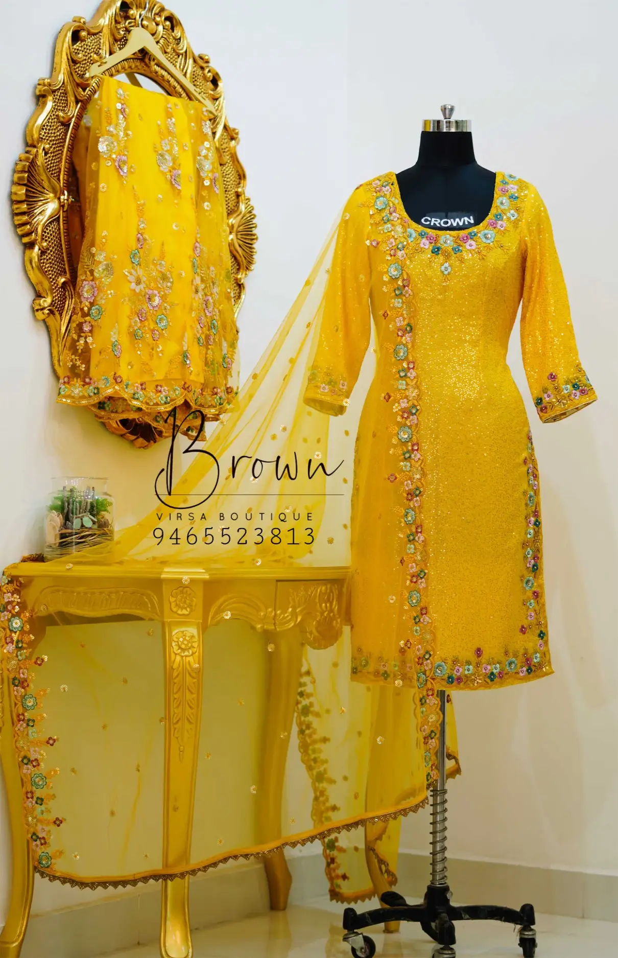 Yellow Net Fabric Thread Embroidery Sharara Suit With Dupatta