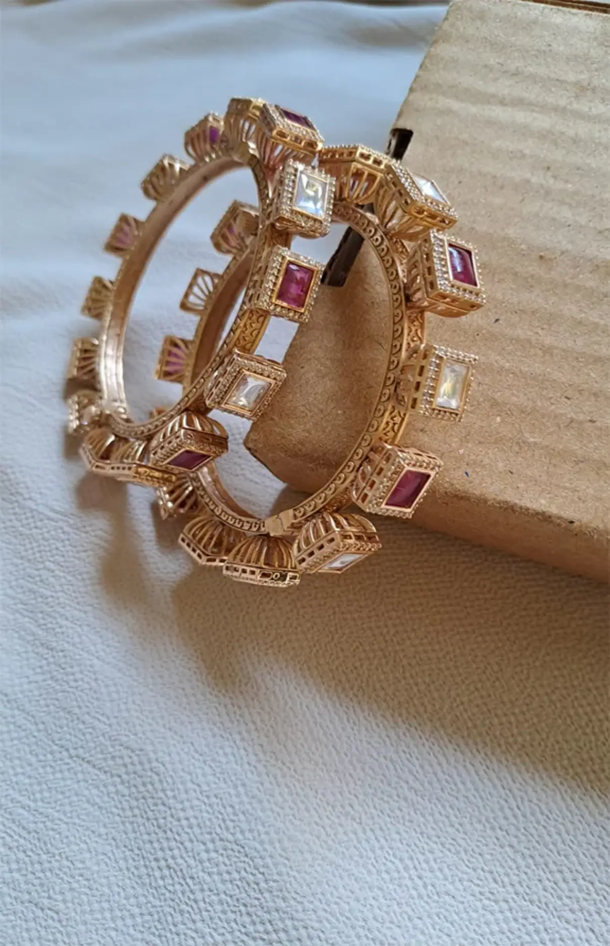 Golden Bangles Set Embellished With Stones