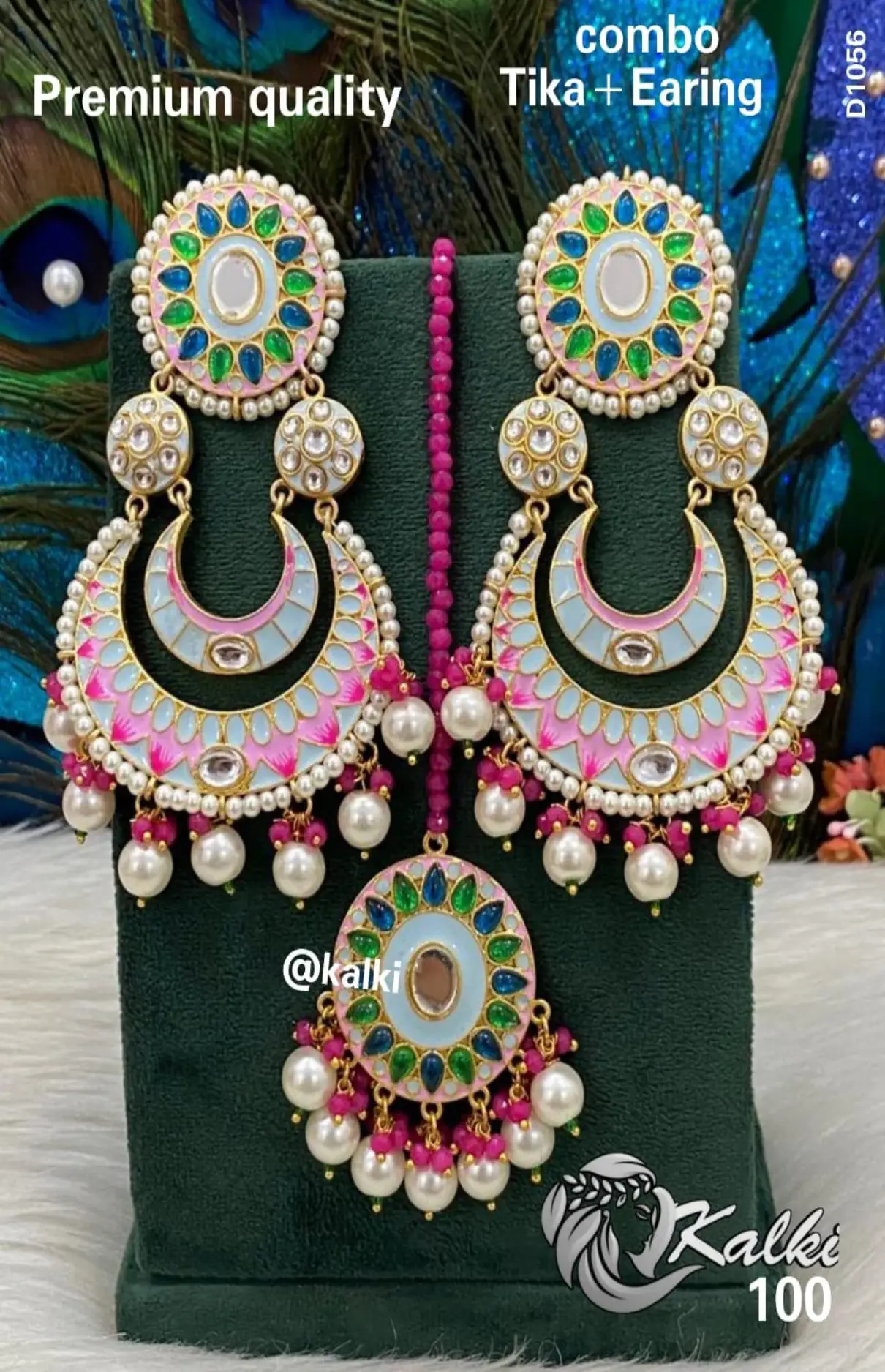 Meenakari Earrings And Maang Tikka Jewelry Set